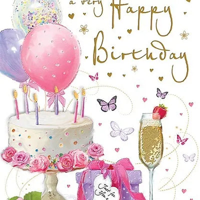 Happy Birthday Cake & Balloons Card Daisy Devotion
