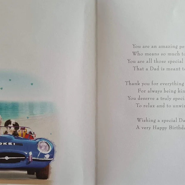 Happy Birthday Dad Beach Car Card Daisy Devotion
