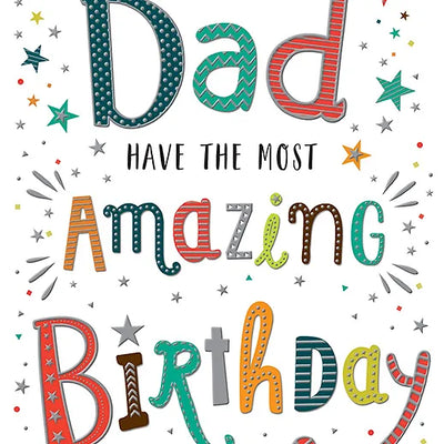 Happy Birthday Dad Colourful Lettering Card Daisy Devotion