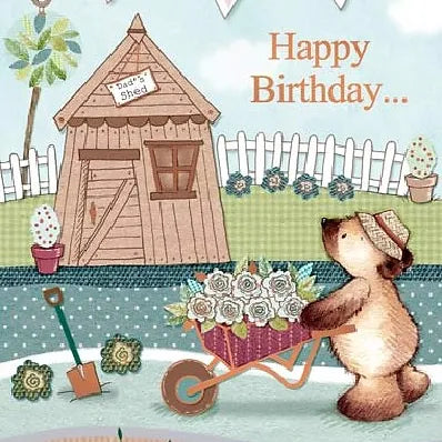 Happy Birthday Dad Teddy Gardener Card Daisy Devotion