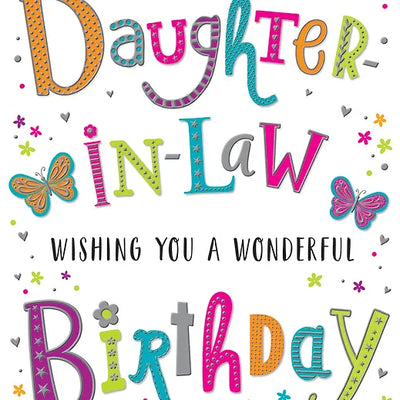 Happy Birthday Daughter-in-Law Colourful Letters Card Daisy Devotion