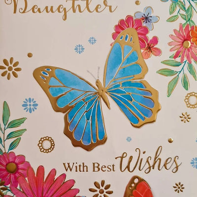 Happy Birthday Daughter Blue Butterfly Card Daisy Devotion