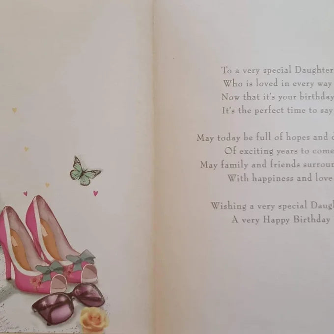 Happy Birthday Daughter Make Up & Shoes Card Daisy Devotion