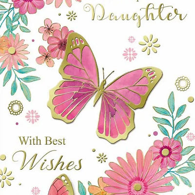 Happy Birthday Daughter Pink Butterfly Card Daisy Devotion