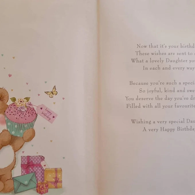 Happy Birthday Daughter Teddy Cake Card Daisy Devotion