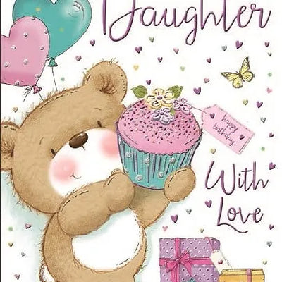 Happy Birthday Daughter Teddy Cake Card Daisy Devotion