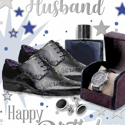 Happy Birthday Husband Black Shoes Card Daisy Devotion