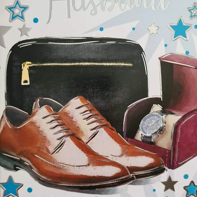 Happy Birthday Husband Brown Shoes Card Daisy Devotion