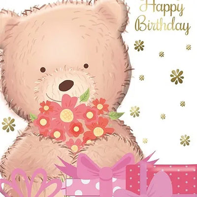 Happy Birthday Mummy Teddy With Flowers Card Daisy Devotion
