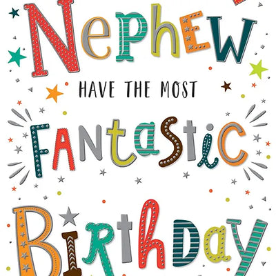 Happy Birthday Nephew Colourful Words Card Daisy Devotion