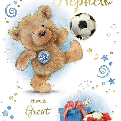 Happy Birthday Nephew Teddy Football Card Daisy Devotion