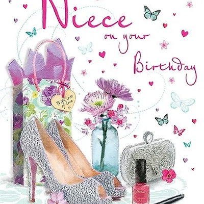 Happy Birthday Niece Shoes & Make Up Card Daisy Devotion