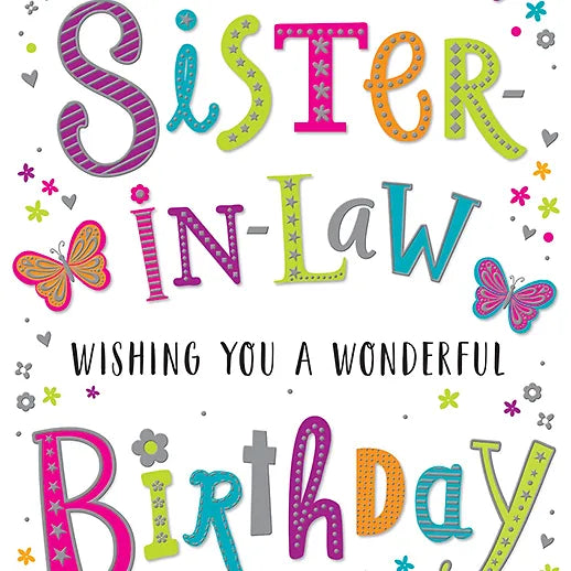 Happy Birthday Sister-in-Law Colourful Letters Card Daisy Devotion