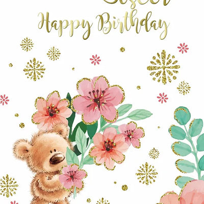Happy Birthday Sister Teddy Card Daisy Devotion