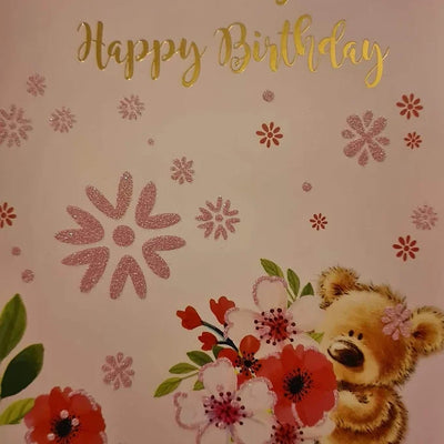 Happy Birthday Sister Teddy Flowers Card Daisy Devotion