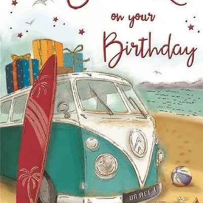 Happy Birthday Son-in-Law Beach Van Card Daisy Devotion