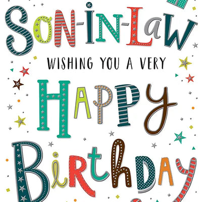 Happy Birthday Son-in-Law Colourful Lettering Card Daisy Devotion