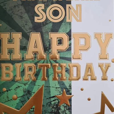 Happy Birthday Son Green & Gold Card Daisy Devotion