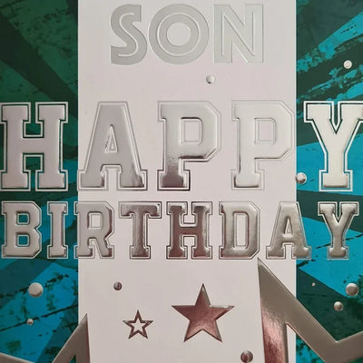 Happy Birthday Son Green & Silver Card Daisy Devotion