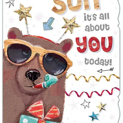 Happy Birthday Son Party Bear Card Daisy Devotion