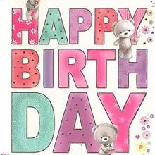 Happy Birthday Teddies on Letters Card Daisy Devotion