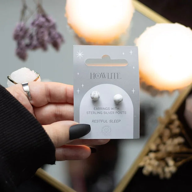 Howlite Semi Precious Crystal Earrings Daisy Devotion
