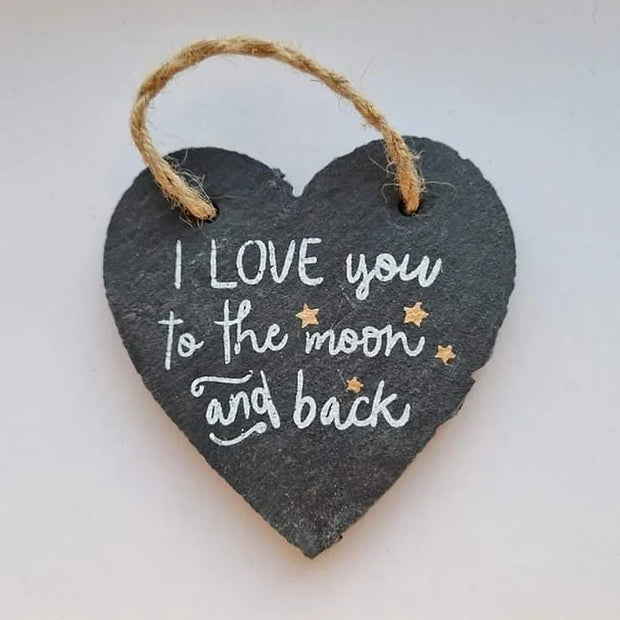 I Love You To The Moon & Back Slate Heart Daisy Devotion