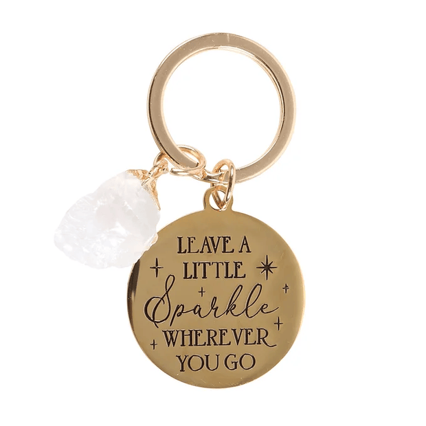 Leave A Little Sparkle Clear Quartz Crystal Keyring Daisy Devotion