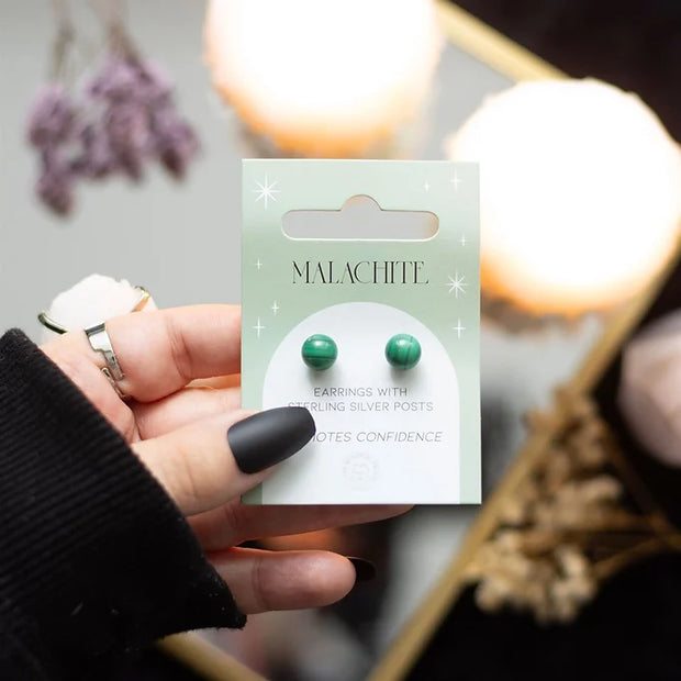 Malachite Semi Precious Crystal Earrings Daisy Devotion