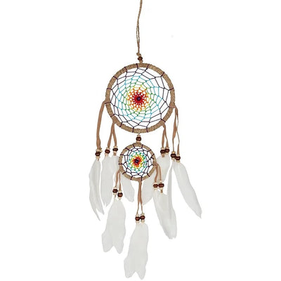 Medium Multicoloured Dreamcatcher With White Feathers Daisy Devotion