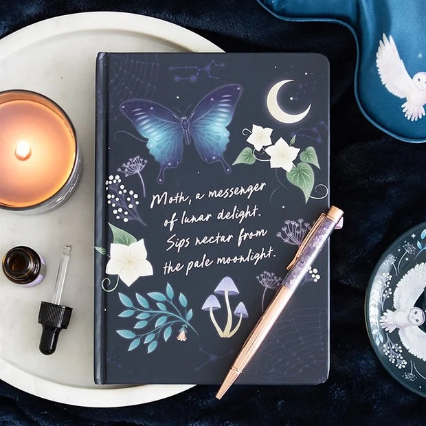 Midnight Moth Journal with Amethyst Pen Daisy Devotion