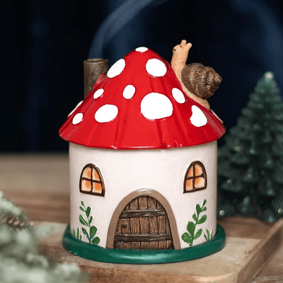 Mushroom House Incense Cone Burner Daisy Devotion