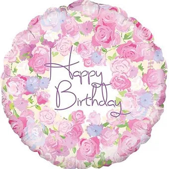 18IN PINK VINTAGE FLORAL BIRTHDAY FOIL BALLOON Daisy Devotion
