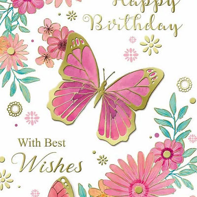 Pink Butterfly Birthday Card Daisy Devotion