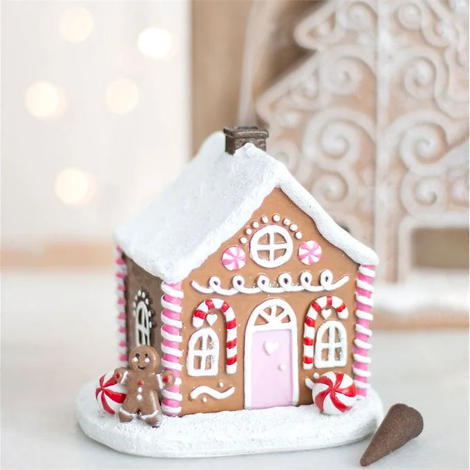 Pink Gingerbread House Incense Cone Burner Daisy Devotion