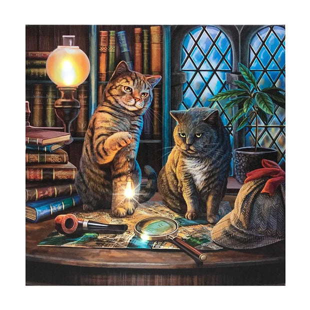 Purrlock Holmes Light Up Canvas Plaque by Lisa Parker Daisy Devotion
