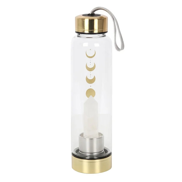 Quartz Moon Phase Glass Water Bottle Daisy Devotion