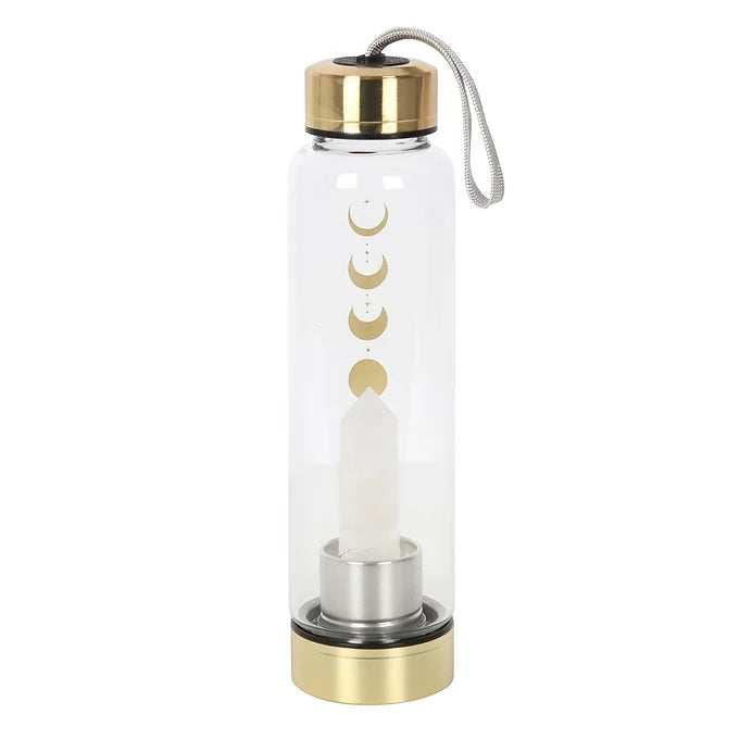 Quartz Moon Phase Glass Water Bottle Daisy Devotion