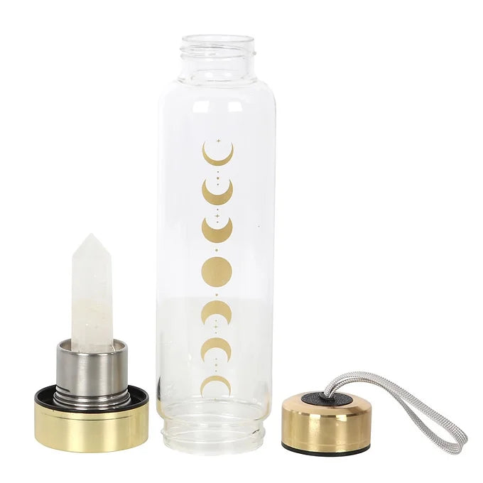 Quartz Moon Phase Glass Water Bottle Daisy Devotion