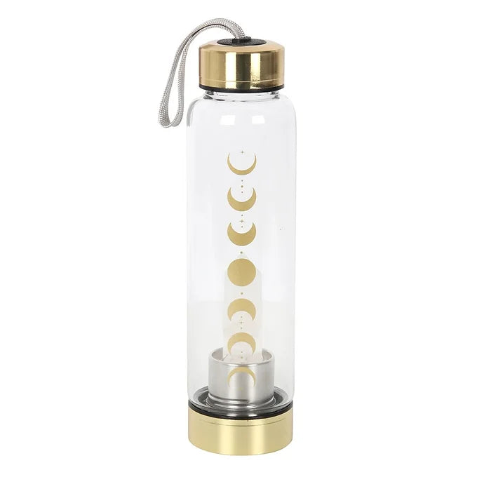 Quartz Moon Phase Glass Water Bottle Daisy Devotion