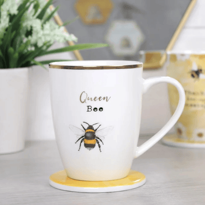 Queen Bee Ceramic Mug & Coaster Set Daisy Devotion