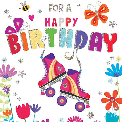 Roller Skates Birthday Card Daisy Devotion