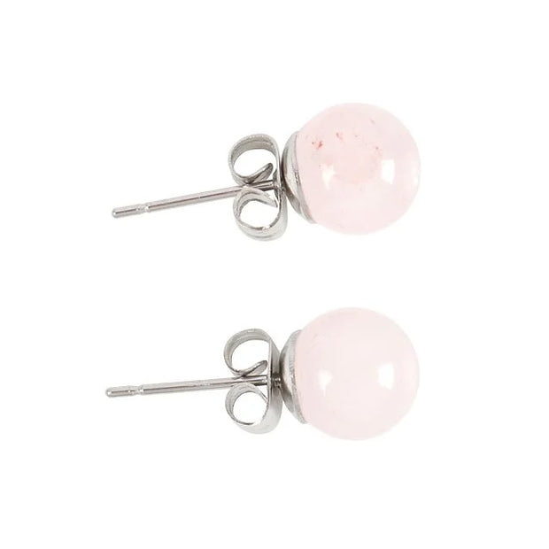 Rose Quartz Semi Precious Crystal Earrings Daisy Devotion