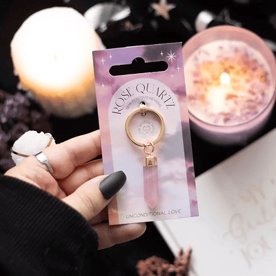 Rose Quartz Semi Precious Crystal Keyring Daisy Devotion