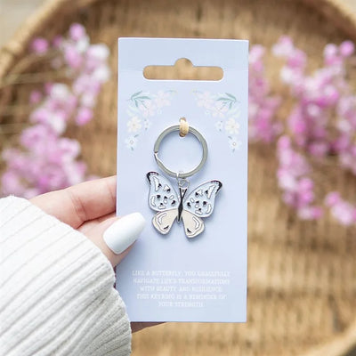 Silver Butterfly Keyring Daisy Devotion