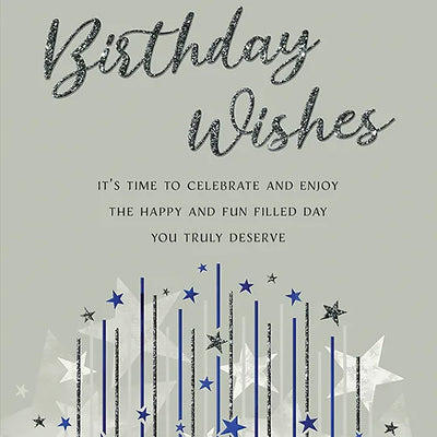 Silver with Stars Birthday Card Daisy Devotion