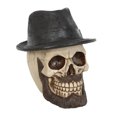 Skull Ornament with Trilby Hat Daisy Devotion