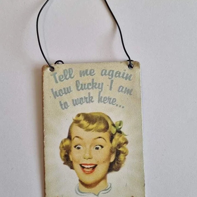 Tell Me Again How Lucky I Am......Retro Style Sign Daisy Devotion