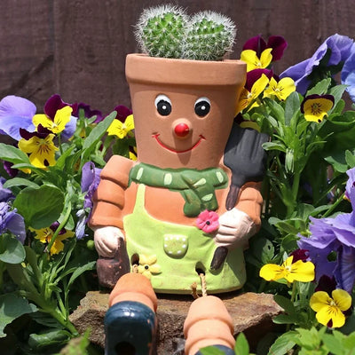 Terracotta Pot Man Planter Daisy Devotion