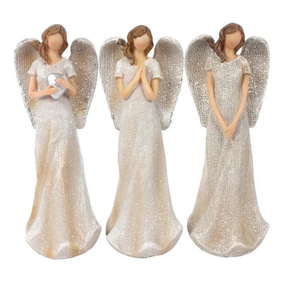 Trio Of Small Glitter Angels Daisy Devotion